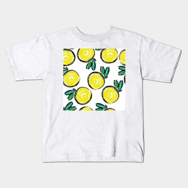 Lemon Draw Fashion Background Seamless Kids T-Shirt by MichelMM